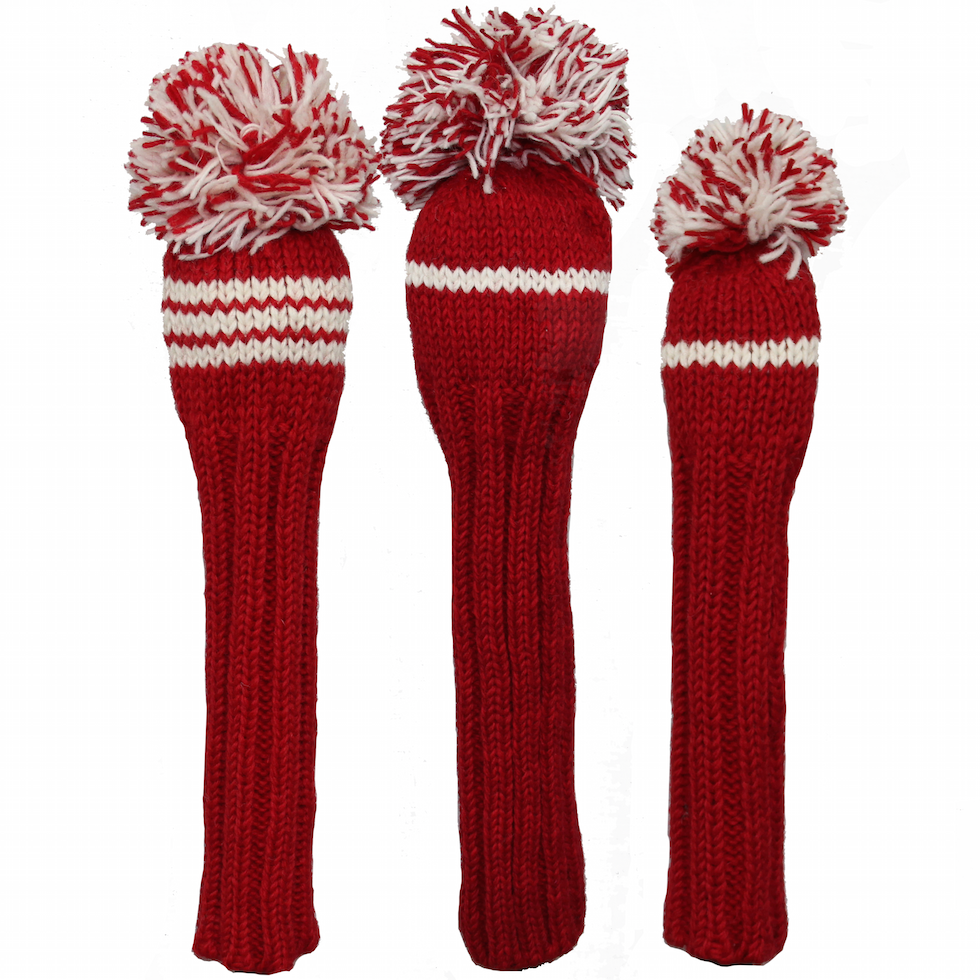 Sunfish pletený vlnený headcover – červená a biela