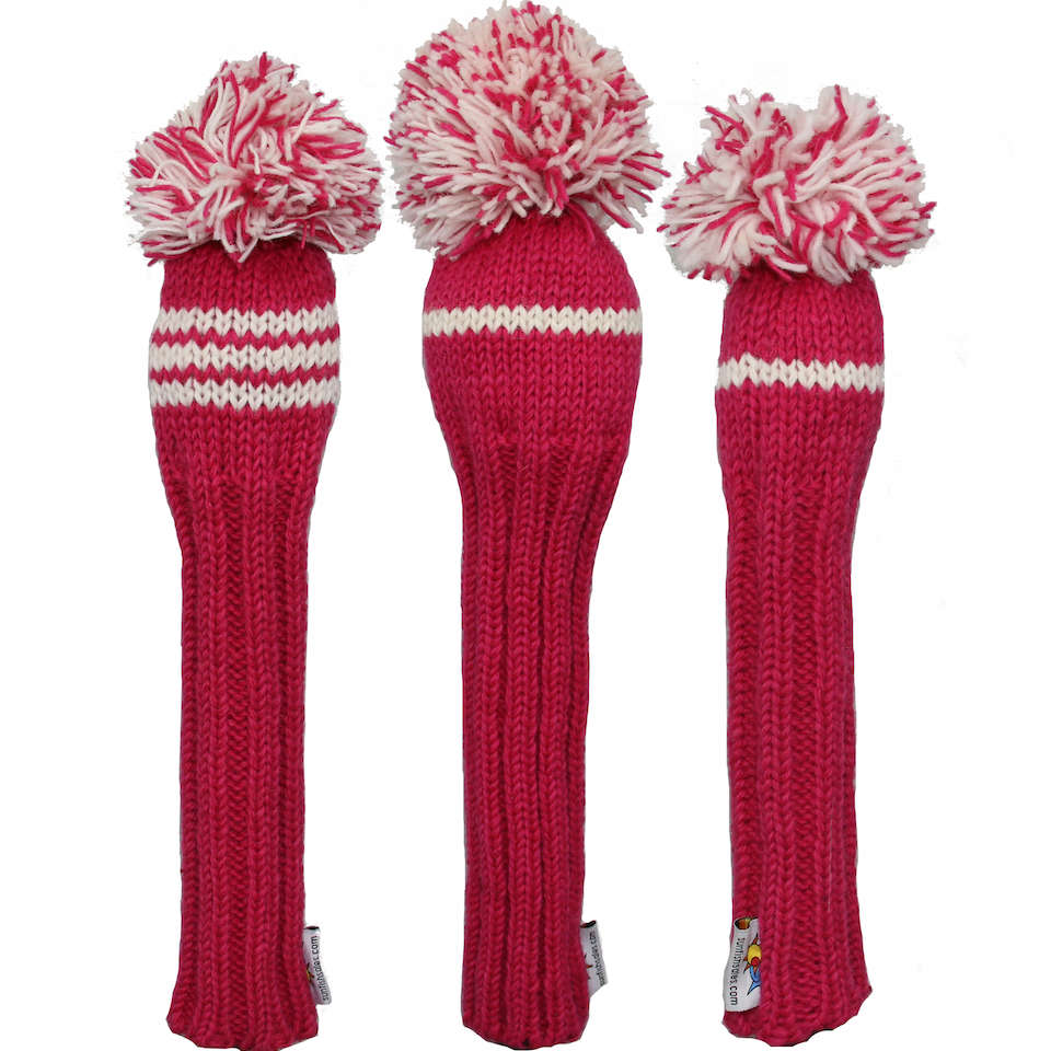 Sunfish pletený vlnený headcover – ružová a biela